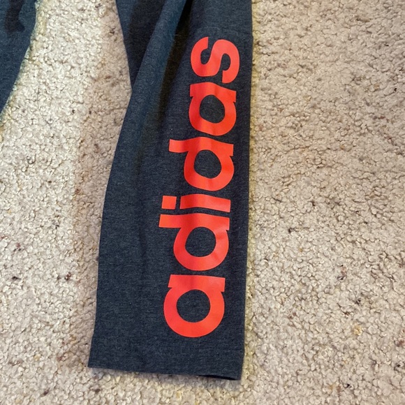 Adidas leggings, dark grey with coral pink lettering. Size medium. - Picture 2 of 4